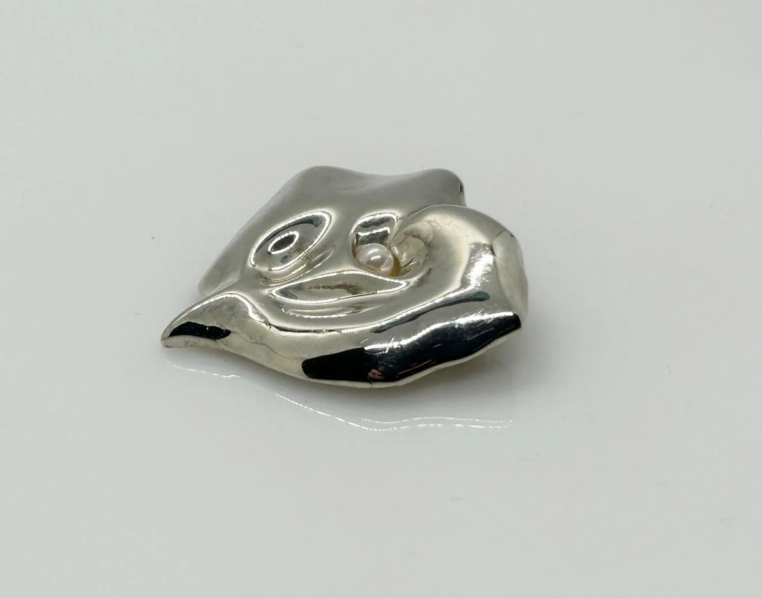 Silver Rose Heart Pin Brooch