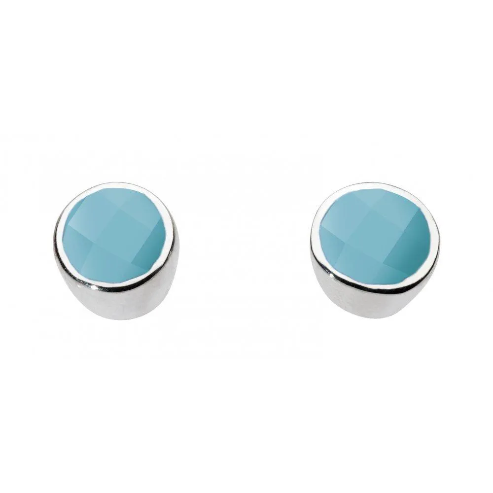 Silver Turquoise small round studs