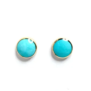 Sleeping Beauty Turquoise Inlaid Round Earrings