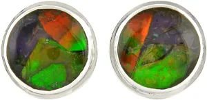 Starborn Ammolite Stud Earrings 9 mm Sterling Silver Setting