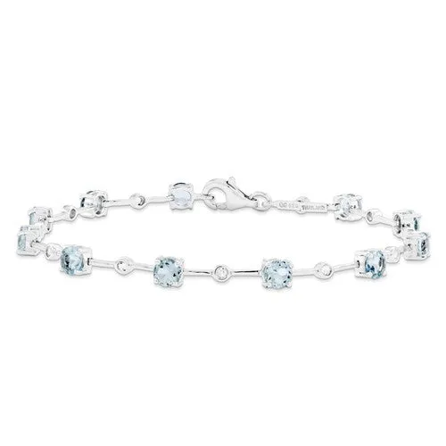 Sterling Silver Aquamarine White Topaz Bracelet