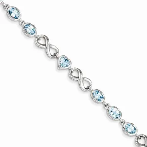 Sterling Silver Oval Heart Blue Topaz Bracelet