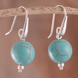 Sterling Silver Recon. Turquoise Dangle Earrings from Peru - Turquoise Mystic | NOVICA