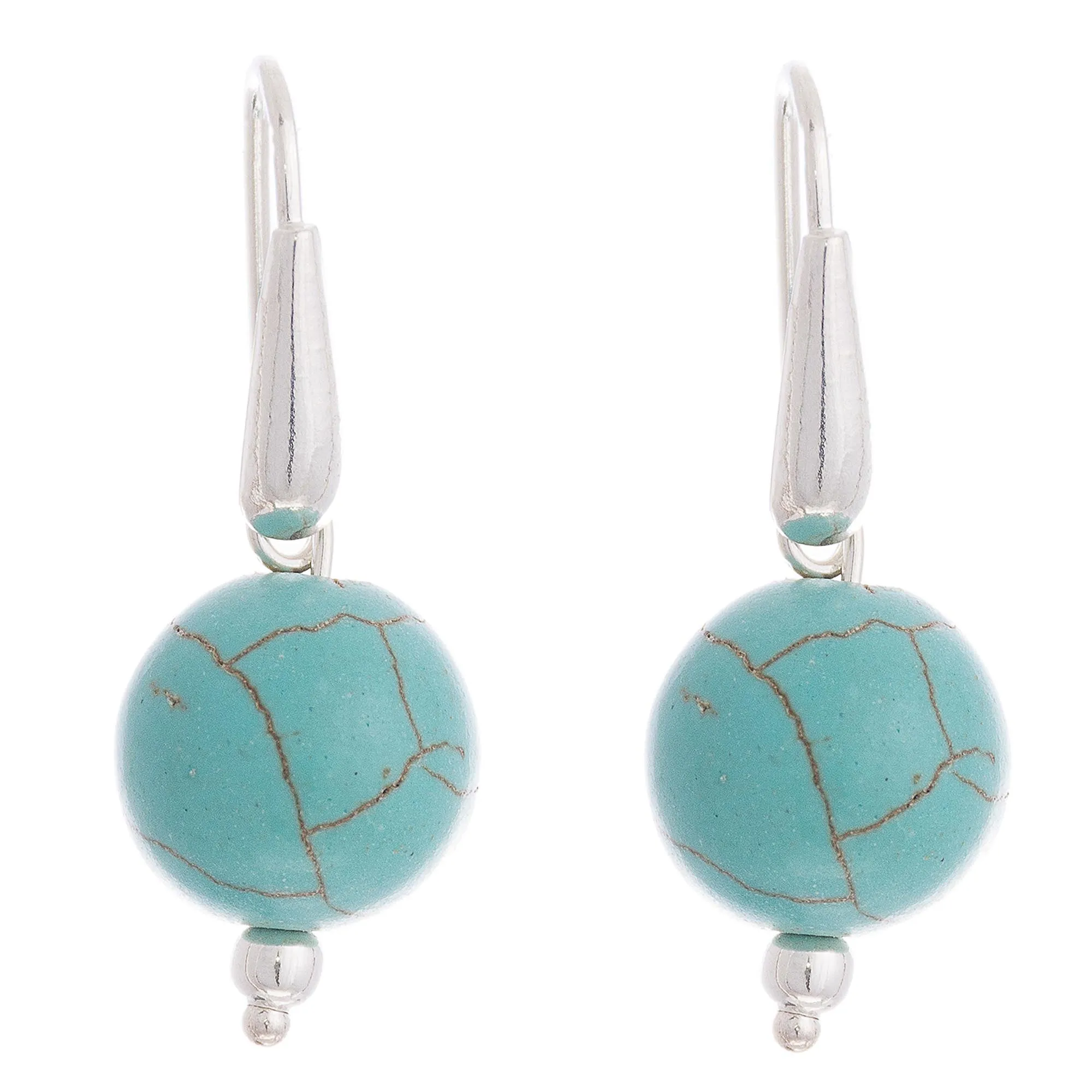 Sterling Silver Recon. Turquoise Dangle Earrings from Peru - Turquoise Mystic | NOVICA