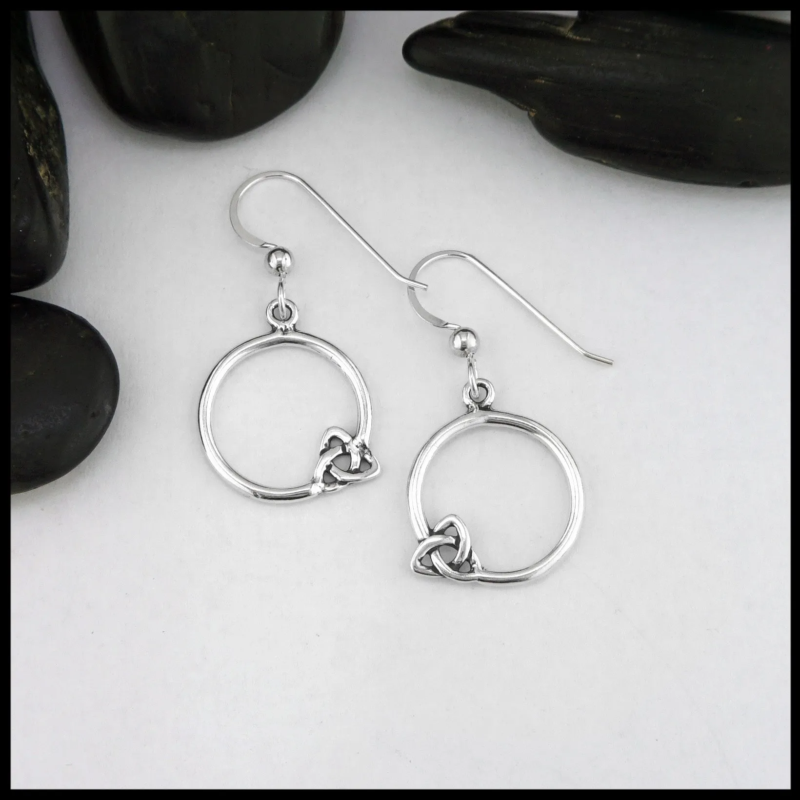 Sterling Silver Round Trinity Knot Earrings