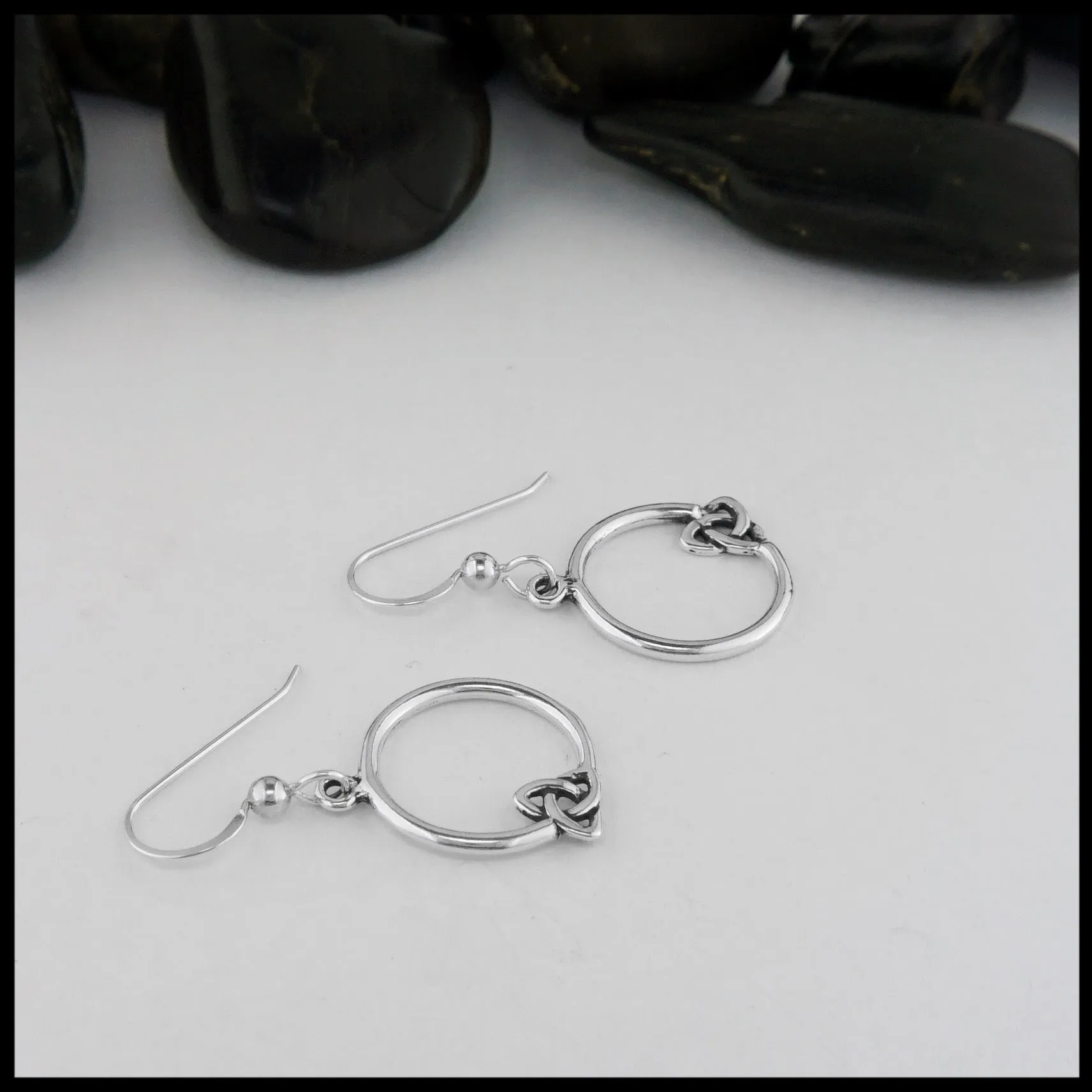 Sterling Silver Round Trinity Knot Earrings