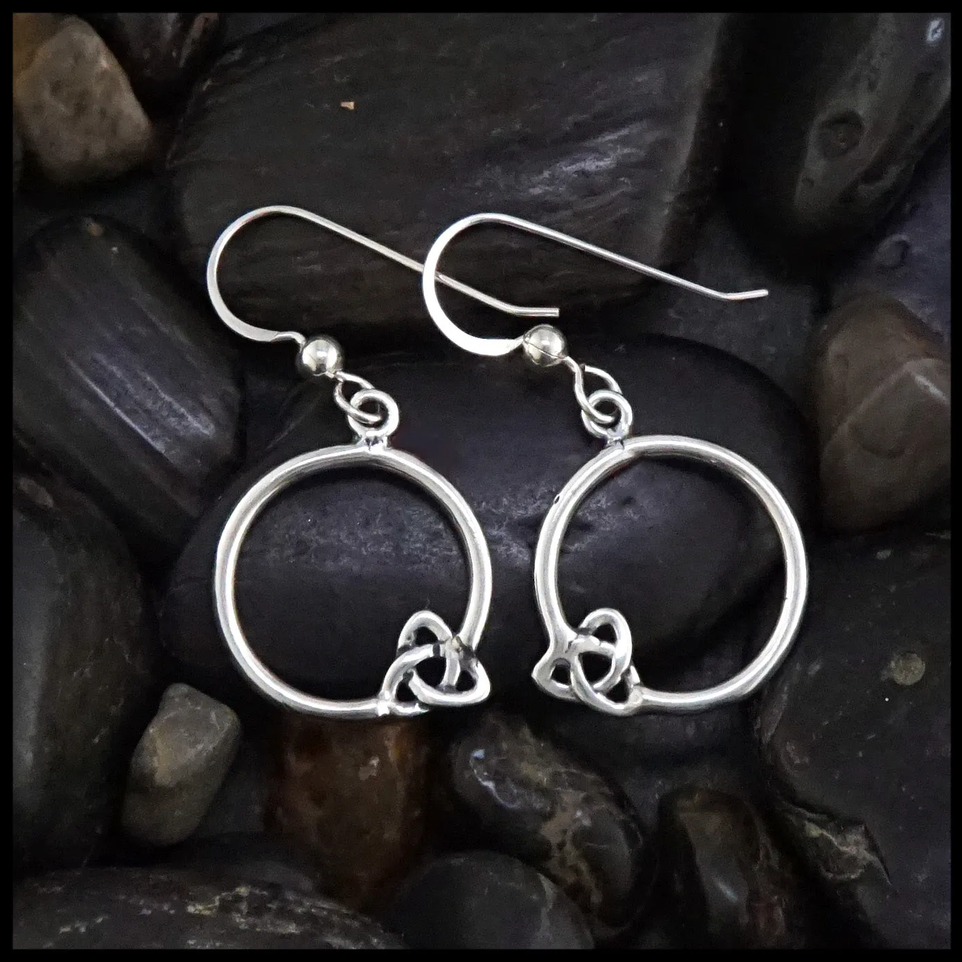 Sterling Silver Round Trinity Knot Earrings