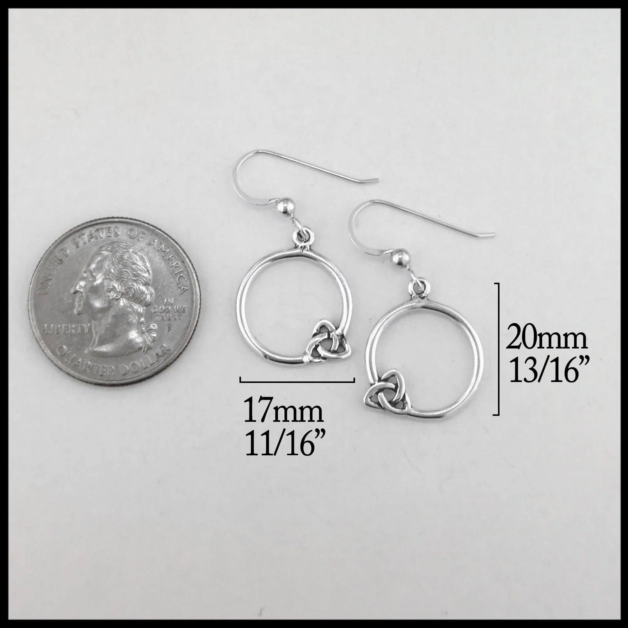 Sterling Silver Round Trinity Knot Earrings