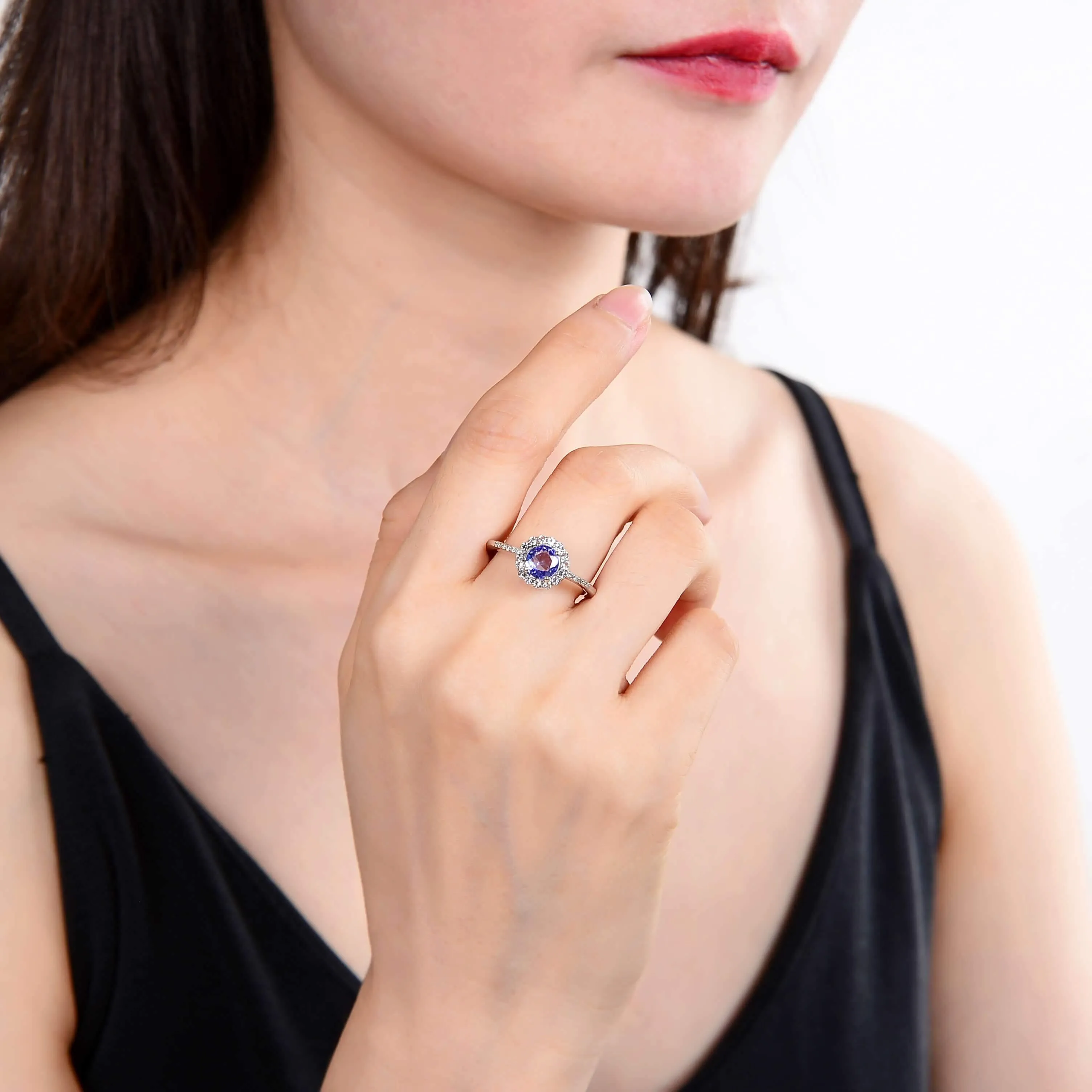 Tanzanite Halo Ring