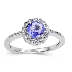 Tanzanite Halo Ring