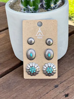 The Turquoise Cluster Western Earring Set