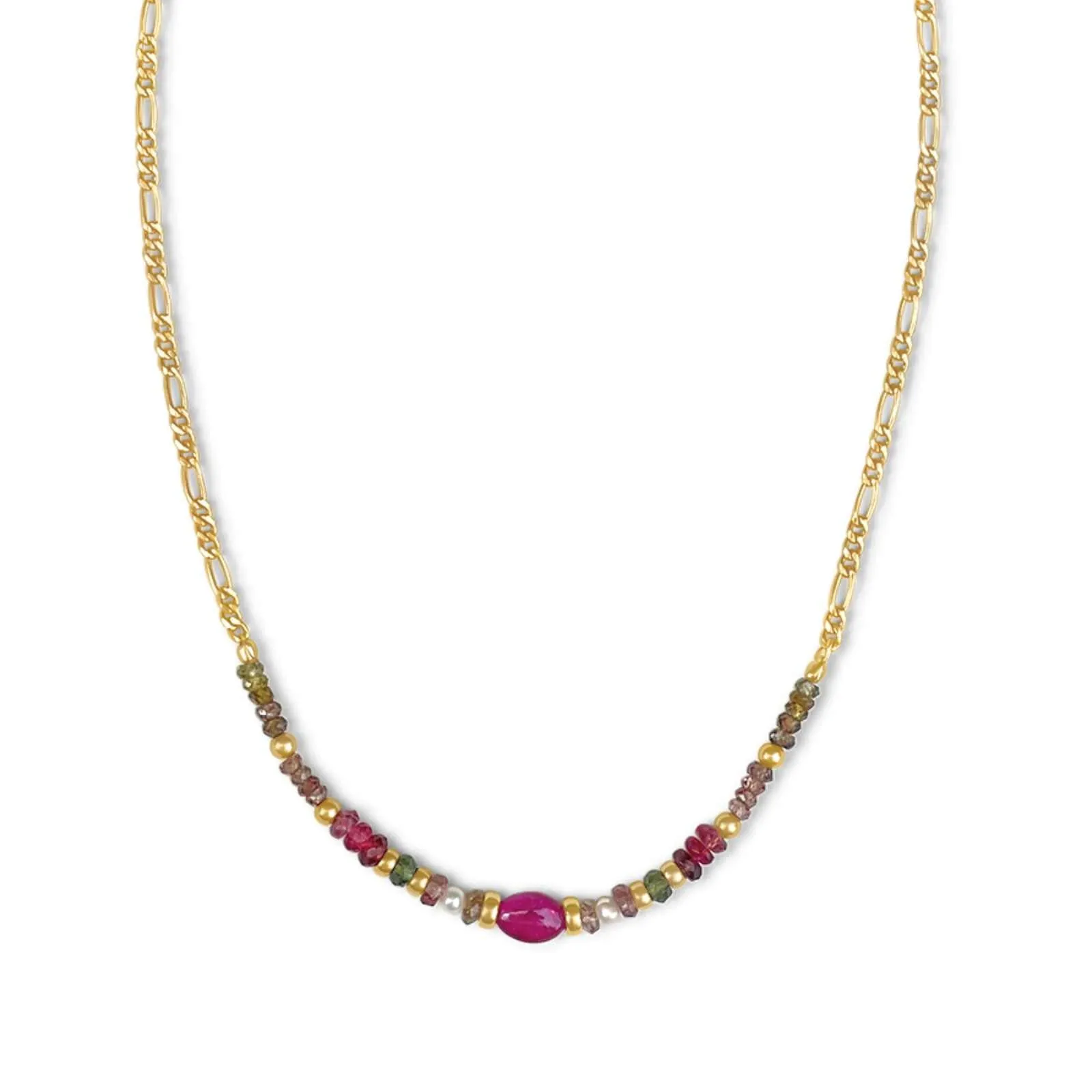 Tourmaline Beaded Figaro Necklace