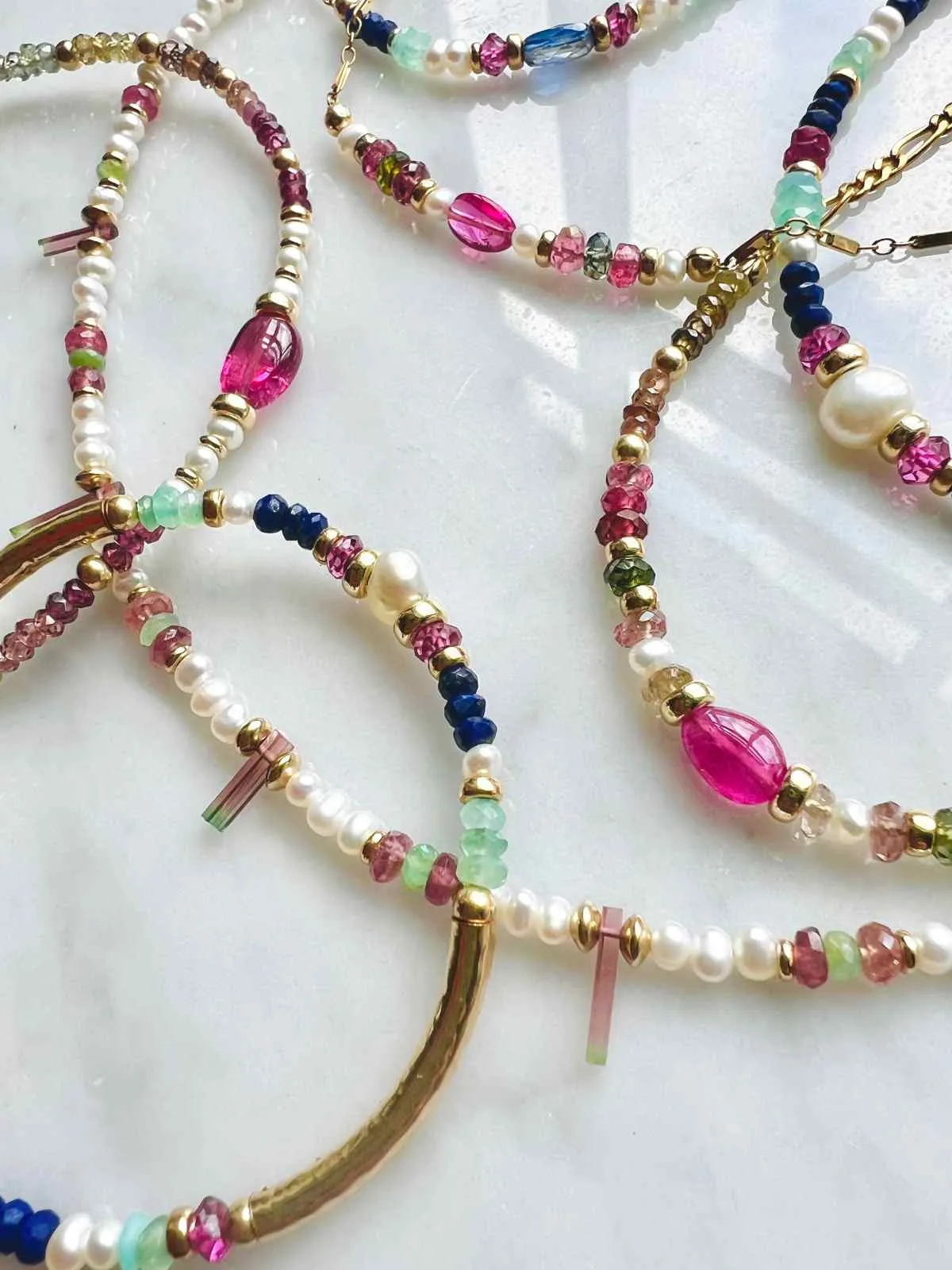 Tourmaline Beaded Figaro Necklace