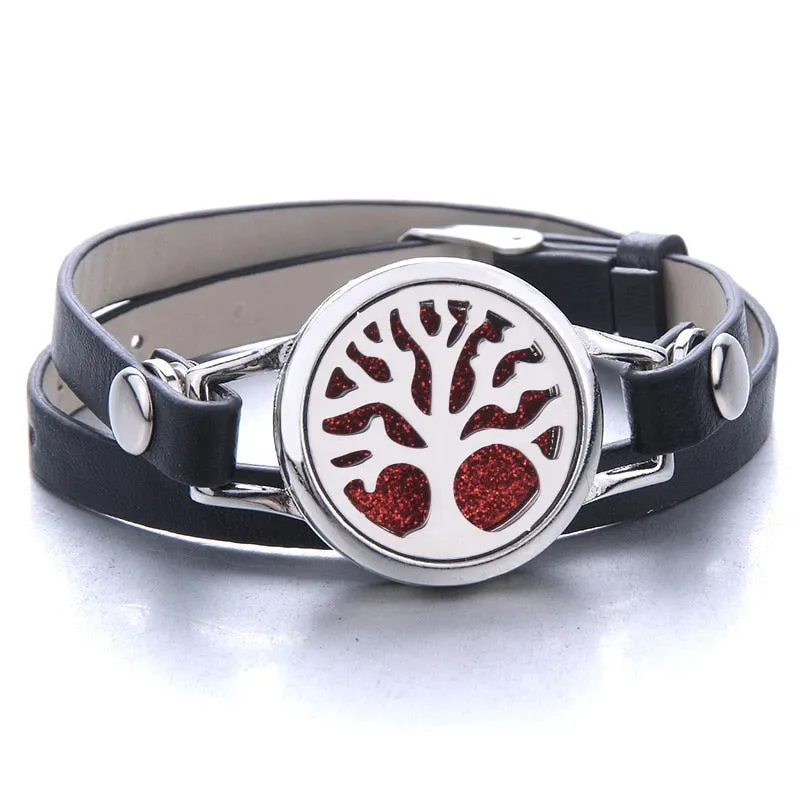 Tree of Life Essential Oil Diffuser Leather Bracelet