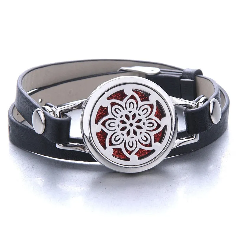 Tree of Life Essential Oil Diffuser Leather Bracelet