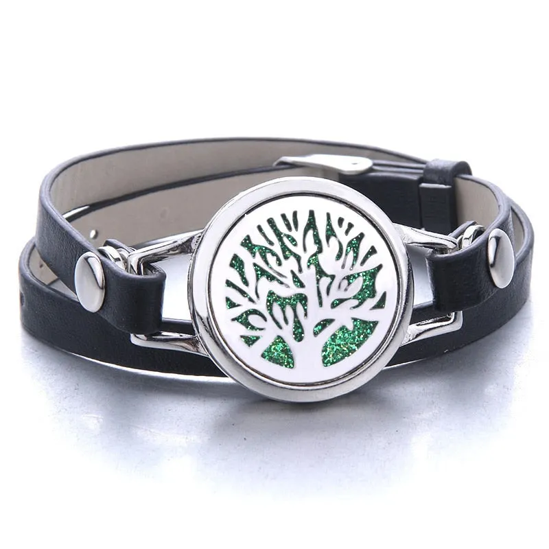 Tree of Life Essential Oil Diffuser Leather Bracelet