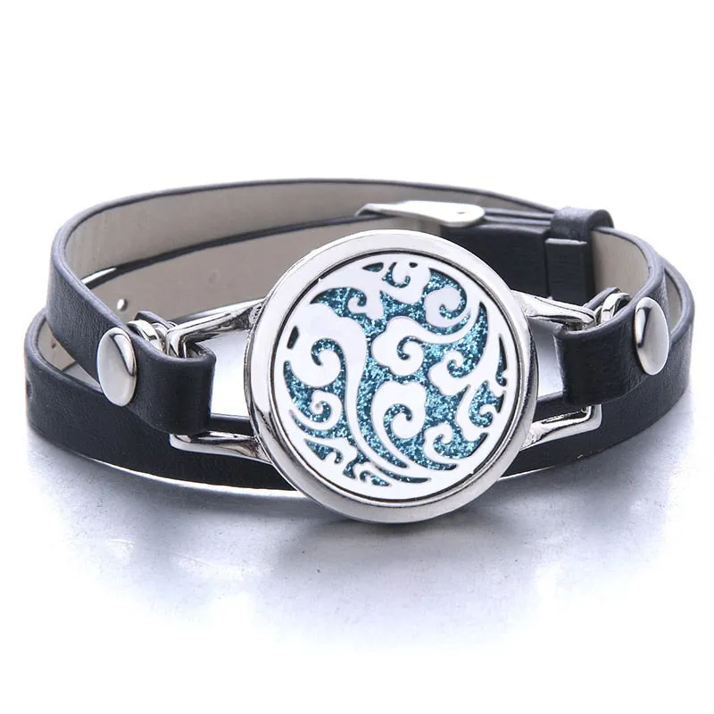 Tree of Life Essential Oil Diffuser Leather Bracelet