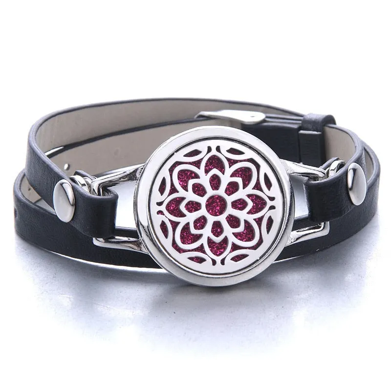 Tree of Life Essential Oil Diffuser Leather Bracelet