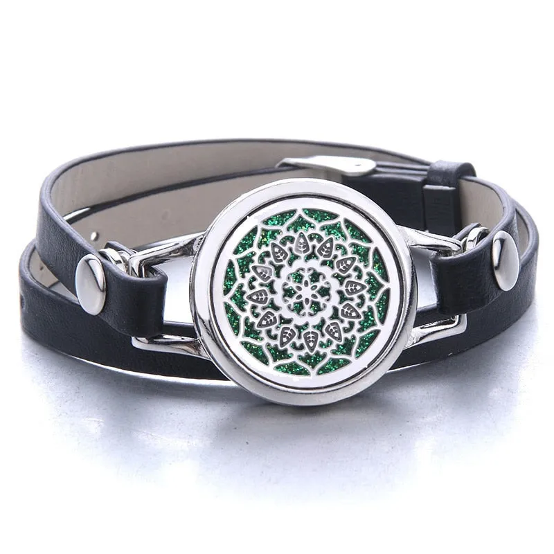 Tree of Life Essential Oil Diffuser Leather Bracelet