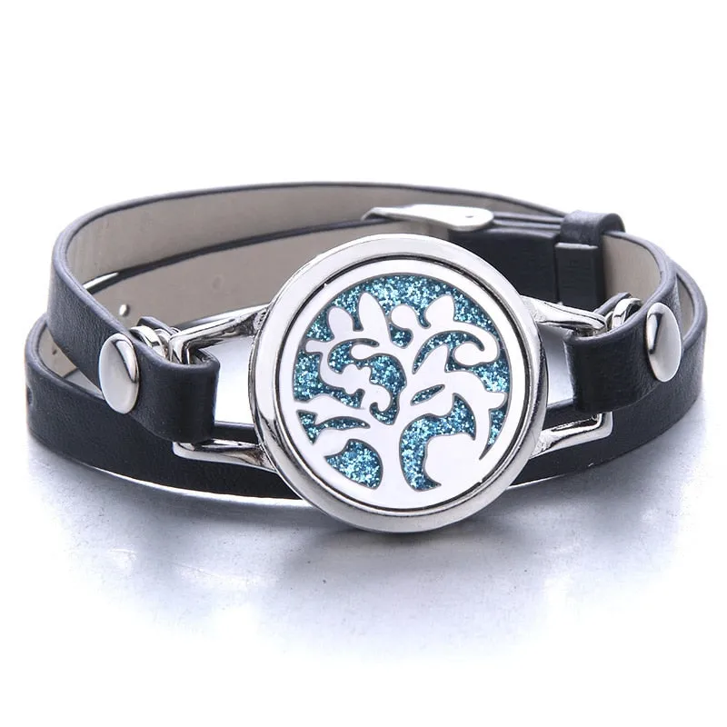 Tree of Life Essential Oil Diffuser Leather Bracelet