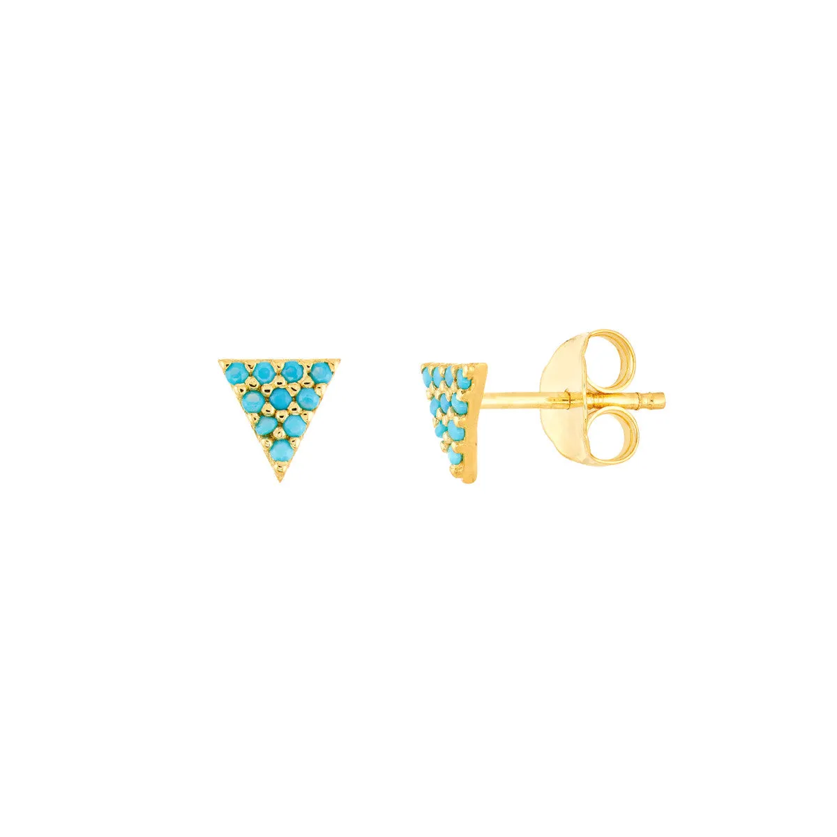 Triangle Stud Earrings with Simulated Turquoise