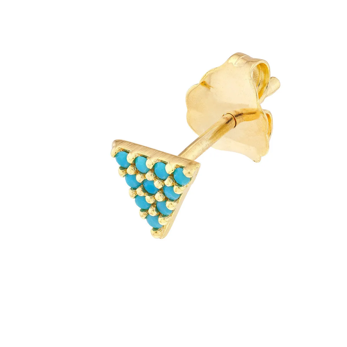 Triangle Stud Earrings with Simulated Turquoise