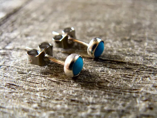 Turquoise Stud Earrings Stering Silver