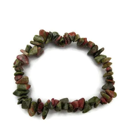 Unakite Crystal Chip Bead Bracelet