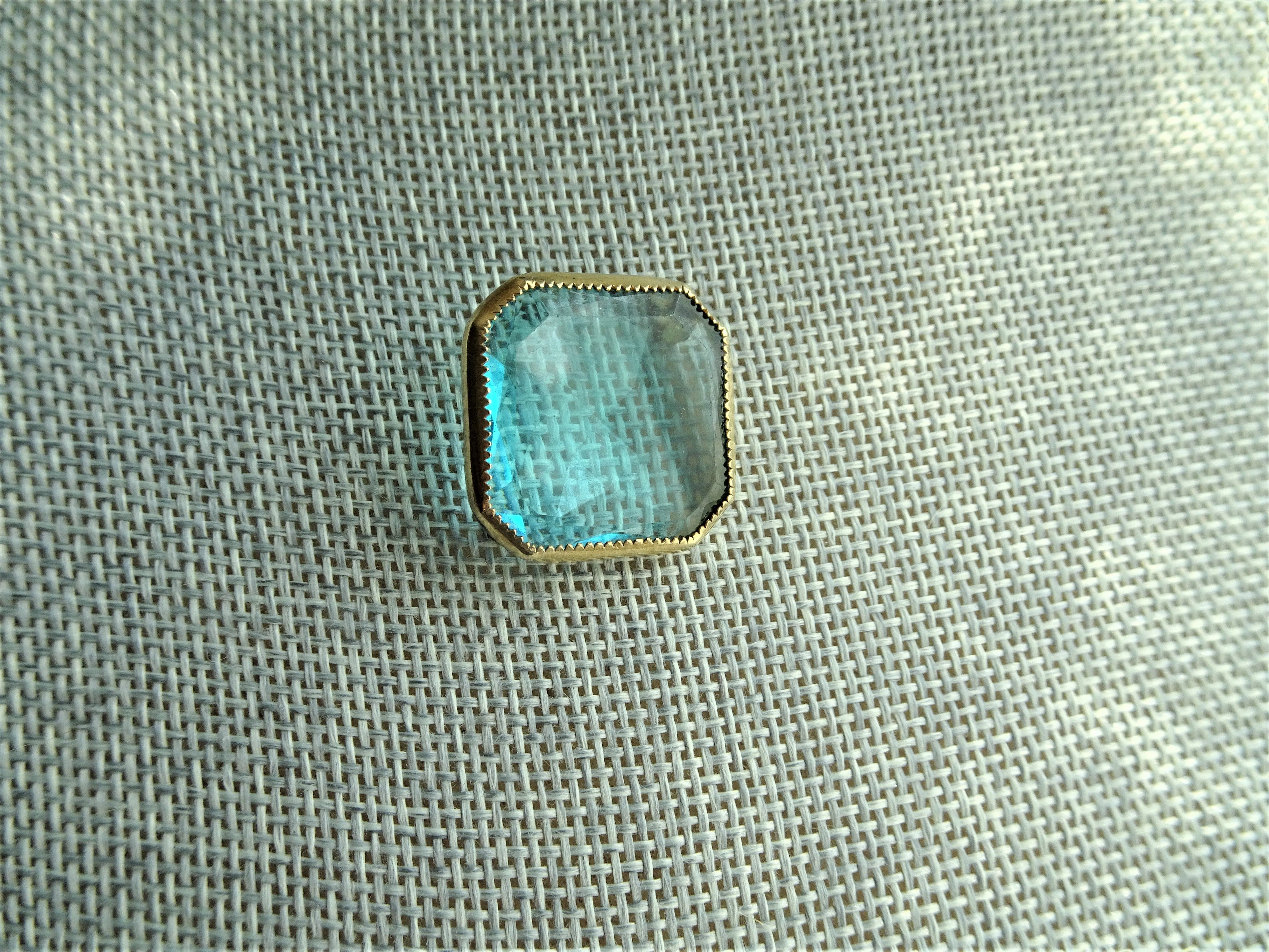 UNIQUE Antique Faceted Blue Glass Brooch, Beautiful Glass Brooch, Collectible Vintage Jewelry