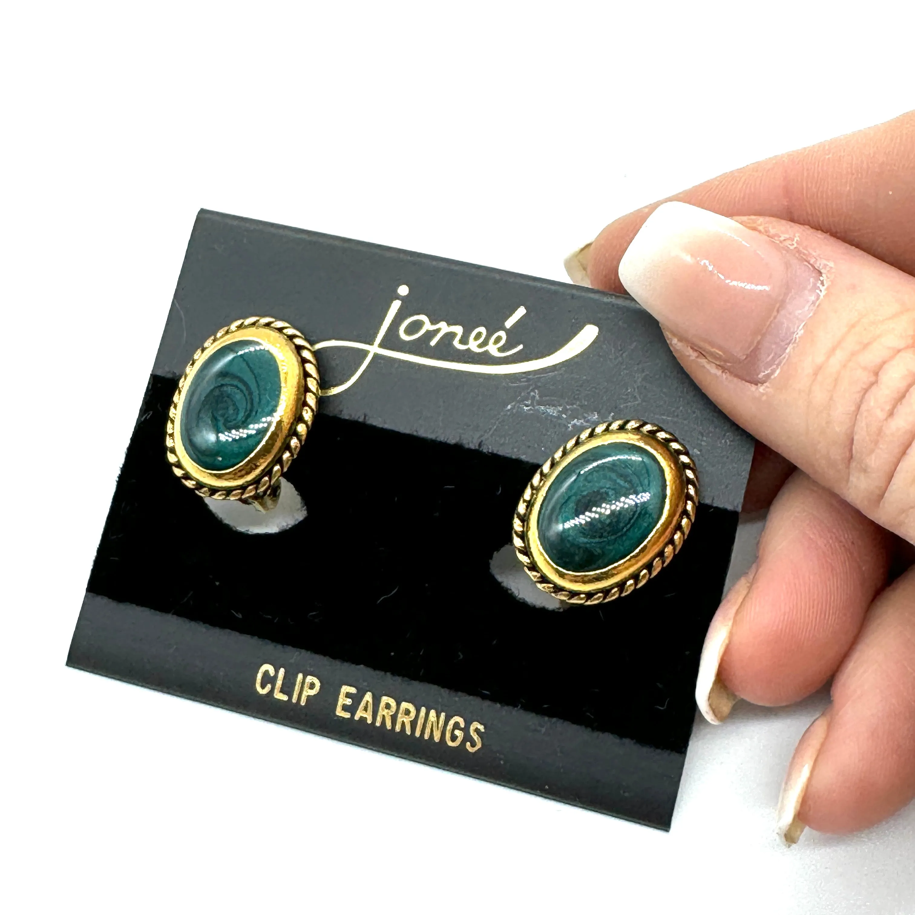 Vintage Green Enamel Stud Earrings - Kooky Deadstock Earrings *Final Sale