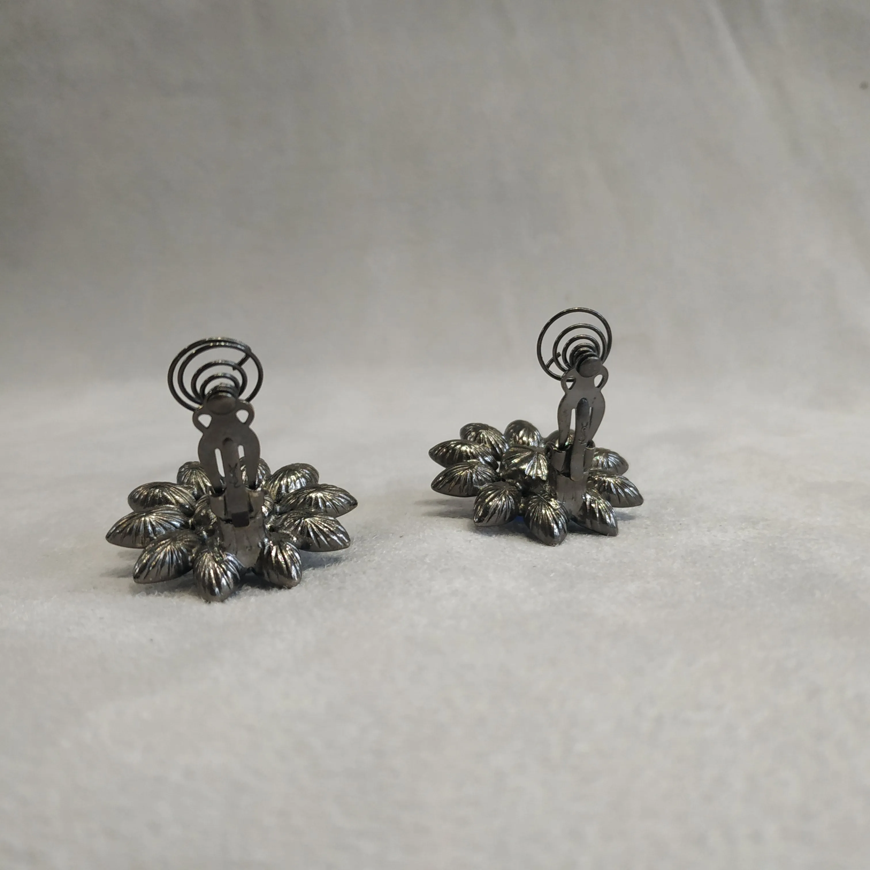 Vintage Yves Saint Laurent Earrings Silver and Blue Flower Earrings