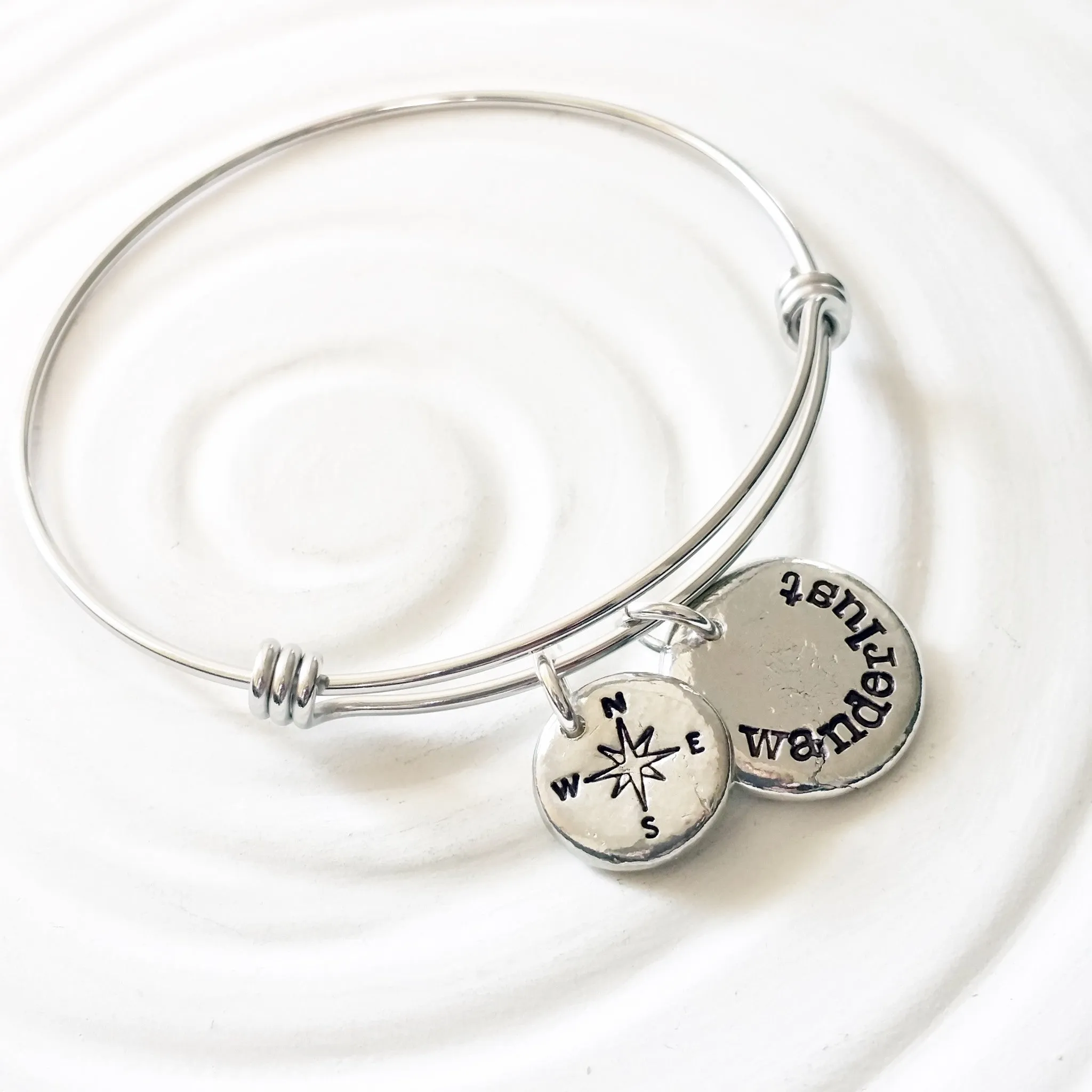 Wanderlust Bracelet | Compass Bracelet | Adjustable Bangle