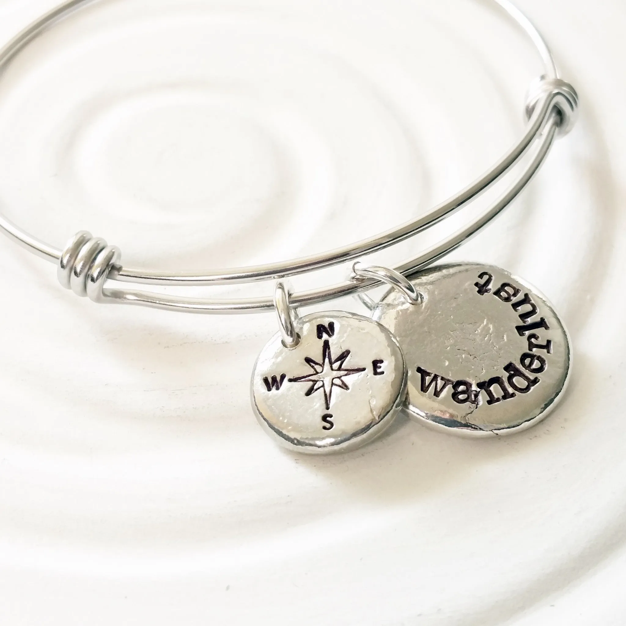 Wanderlust Bracelet | Compass Bracelet | Adjustable Bangle