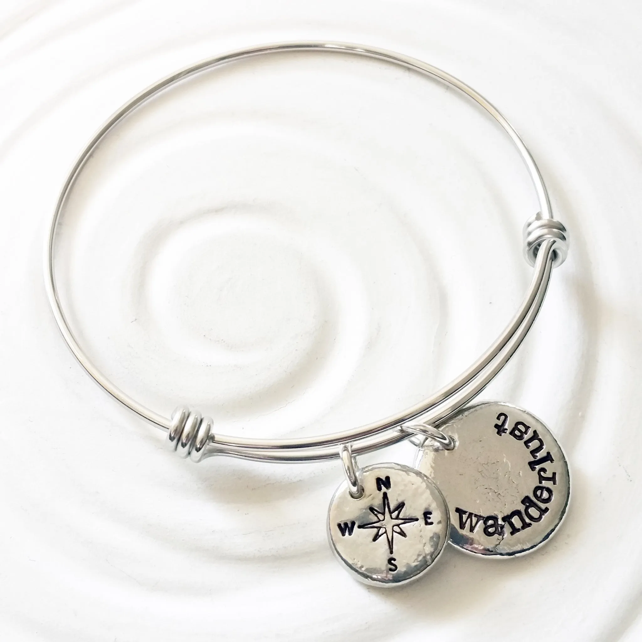 Wanderlust Bracelet | Compass Bracelet | Adjustable Bangle