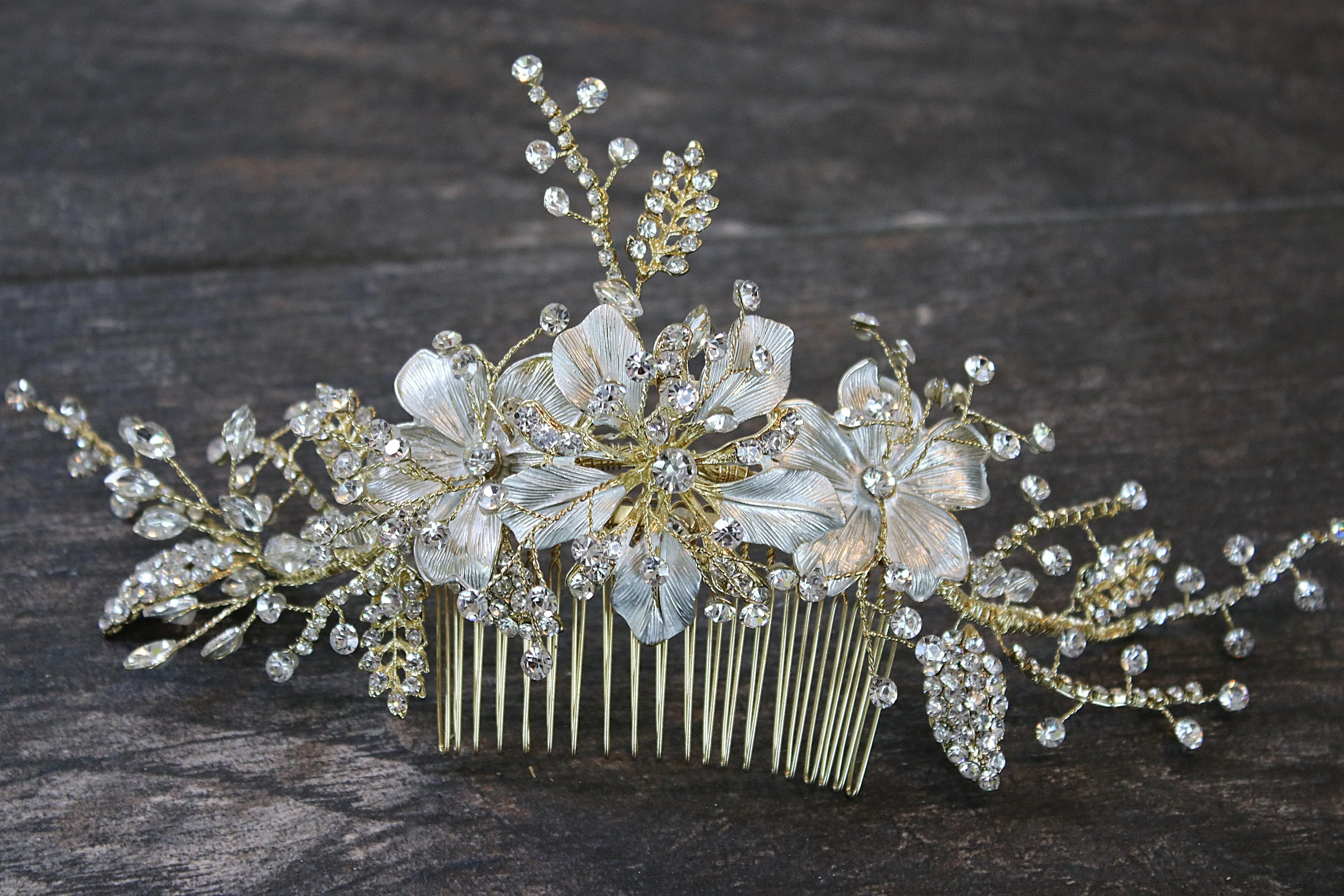 WARBECK Silvered and Gilded Floral Wedding Headpiece