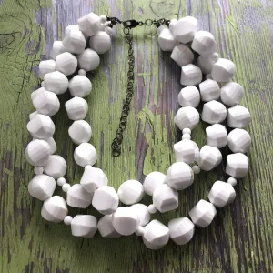 White Faceted Beaded Morgan Necklace