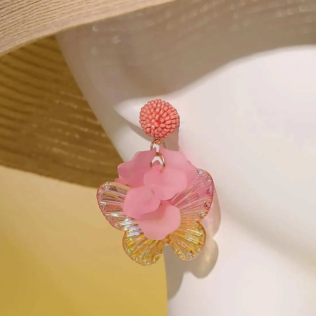 Yellow Chimes Earrings for Women and Girls | Drop Earrings for Women | Pink Butterfly Earrings for Girls | Birthday Gifts for Women | Anniversary Gift For Wife