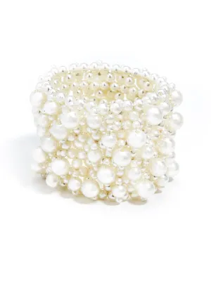 Zenzii Pearl Cluster Statement Cuff Bracelet