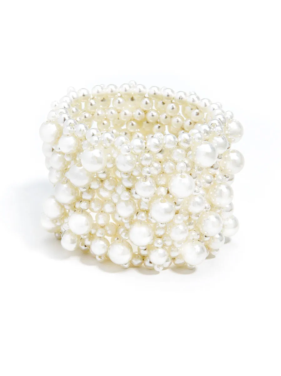 Zenzii Pearl Cluster Statement Cuff Bracelet